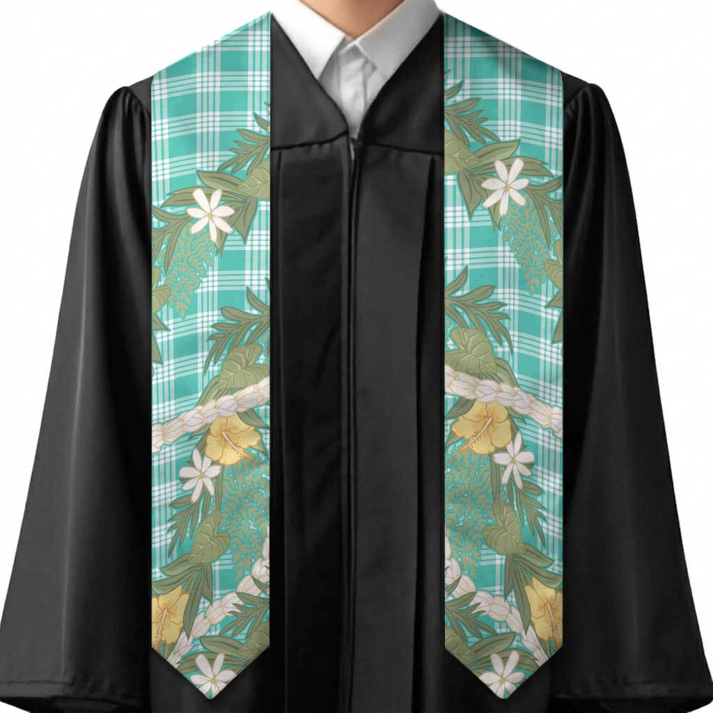 Aloha Puakenikeni Anthurium Pikake Lei Graduation Stole Marine Hawaiian Palaka Pattern LT9 - Polynesian Pride