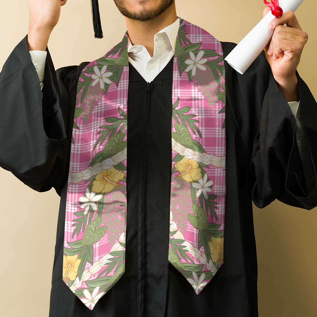 Aloha Puakenikeni Anthurium Pikake Lei Graduation Stole Tropical Pink Hawaiian Palaka Pattern