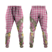 Aloha Puakenikeni Anthurium Pikake Lei Jogger Pants Tropical Pink Hawaiian Palaka Pattern