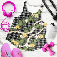Aloha Puakenikeni Anthurium Pikake Lei Women Racerback Tank Black Hawaiian Palaka Pattern LT9 Black - Polynesian Pride