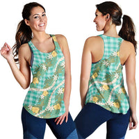 Aloha Puakenikeni Anthurium Pikake Lei Women Racerback Tank Marine Hawaiian Palaka Pattern LT9 - Polynesian Pride