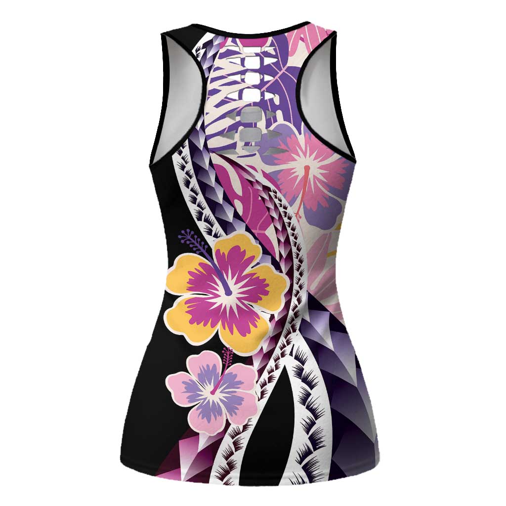 Aloha Vintage Hibiscus Lei Seamless Pattern Hollow Tank Top LT9 - Polynesian Pride