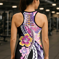 Aloha Vintage Hibiscus Lei Seamless Pattern Hollow Tank Top LT9 - Polynesian Pride