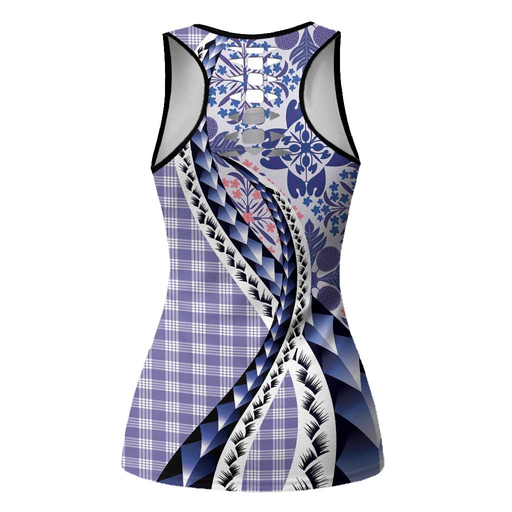 Aloha Vintage Palaka Floral Hawaiian Quilt Hollow Tank Top Poni Motif - Polynesian Pride