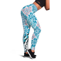 Aloha Vintage Palaka Floral Hawaiian Quilt Leggings Uliuli Motif - Polynesian Pride