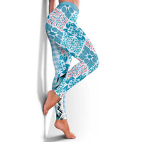 Aloha Vintage Palaka Floral Hawaiian Quilt Leggings Uliuli Motif - Polynesian Pride