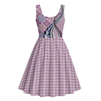 Aloha Vintage Palaka Floral Hawaiian Quilt Midi Dress Akala Motif - Polynesian Pride