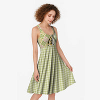 Aloha Vintage Palaka Floral Hawaiian Quilt Midi Dress Omaomao Motif - Polynesian Pride