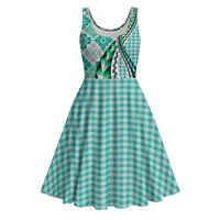 Aloha Vintage Palaka Floral Hawaiian Quilt Midi Dress Polu Motif - Polynesian Pride