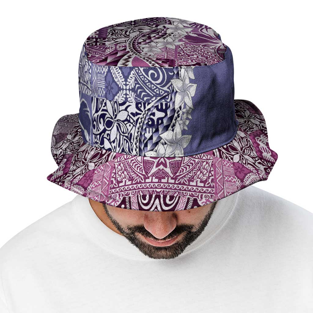Aloha Vintage Plumeria Hawaiian Tapa Pattern Bucket Hat Gradient Hawaiian Tapa Pattern - Polynesian Pride
