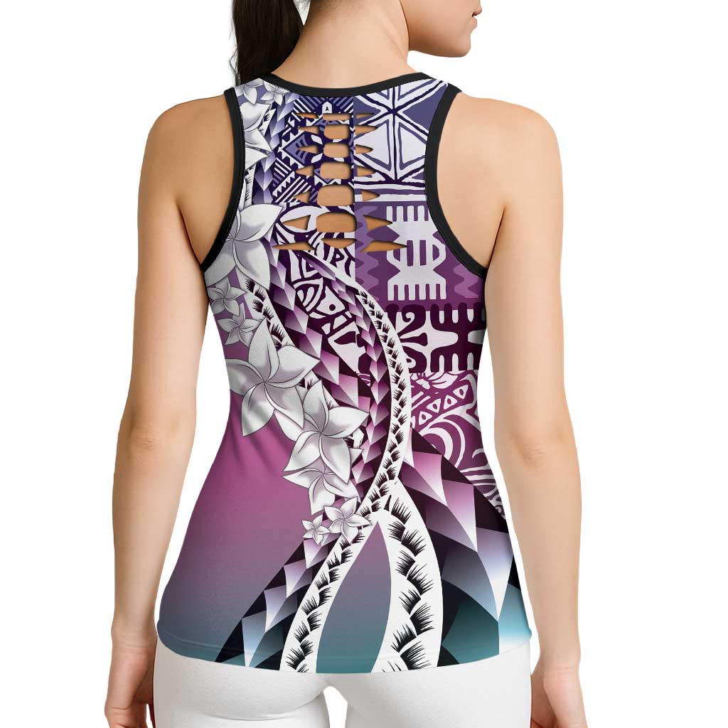 Aloha Vintage Plumeria Hawaiian Tapa Pattern Hollow Tank Top Gradient Hawaiian Tapa Pattern LT9 - Polynesian Pride