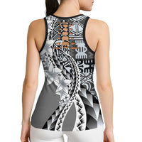 Aloha Vintage Plumeria Hawaiian Tapa Pattern Hollow Tank Top Gray Hawaiian Tapa Pattern LT9 - Polynesian Pride