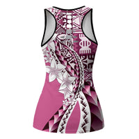 Aloha Vintage Plumeria Hawaiian Tapa Pattern Hollow Tank Top Pink Hawaiian Tapa Pattern LT9 - Polynesian Pride