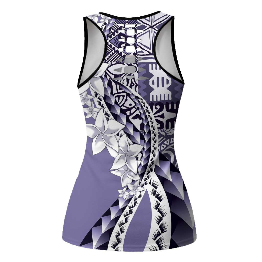 Aloha Vintage Plumeria Hawaiian Tapa Pattern Hollow Tank Top Purple Hawaiian Tapa Pattern LT9 - Polynesian Pride