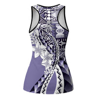 Aloha Vintage Plumeria Hawaiian Tapa Pattern Hollow Tank Top Purple Hawaiian Tapa Pattern LT9 - Polynesian Pride