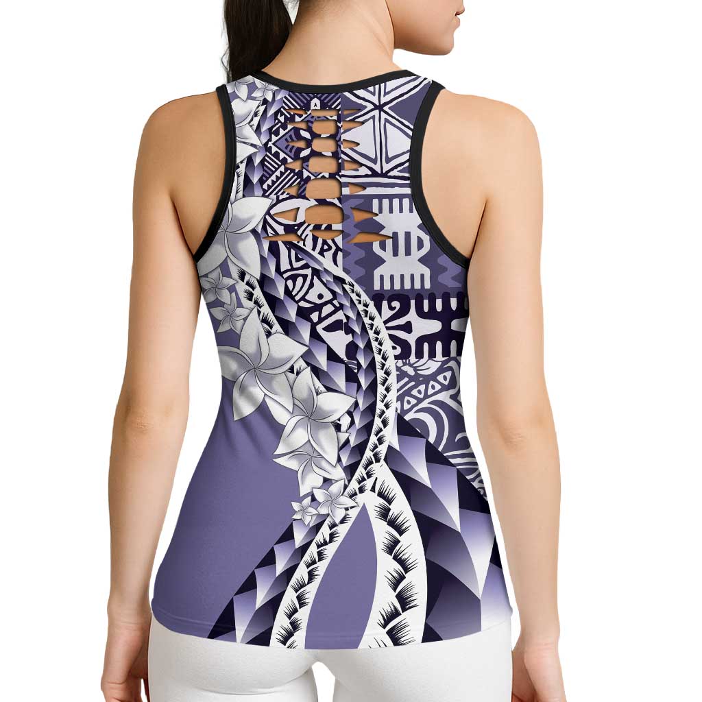 Aloha Vintage Plumeria Hawaiian Tapa Pattern Hollow Tank Top Purple Hawaiian Tapa Pattern LT9 - Polynesian Pride