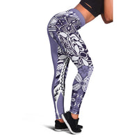 Aloha Vintage Plumeria Hawaiian Tapa Pattern Leggings Purple Hawaiian Tapa Pattern - Polynesian Pride