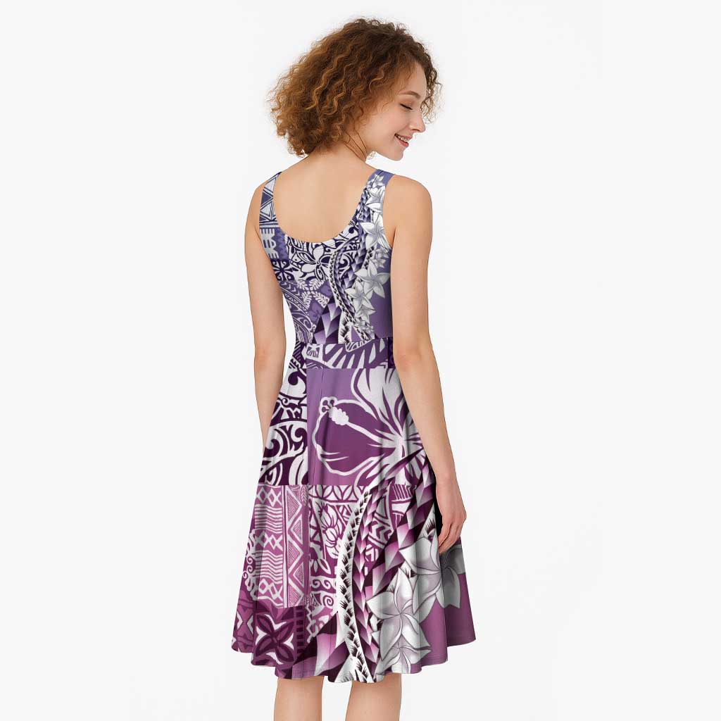 Aloha Vintage Plumeria Hawaiian Tapa Pattern Midi Dress Gradient Hawaiian Tapa Pattern - Polynesian Pride