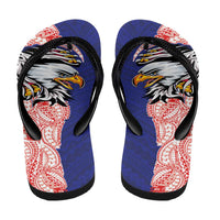 American Samoa Flip Flops Tribal Tattoo with Eagle Blue-Red LT03 - Polynesian Pride