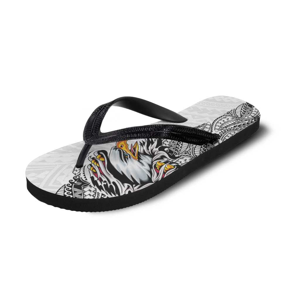American Samoa Flip Flops Tribal Tattoo with Eagle White LT03 - Polynesian Pride