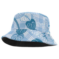 Anthurium Pikake Ti Leaf Palaka Bucket Hat Blue Version LT01 One Size Blue - Polynesian Pride
