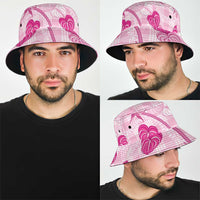Anthurium Pikake Ti Leaf Palaka Bucket Hat Pink Version LT01 - Polynesian Pride
