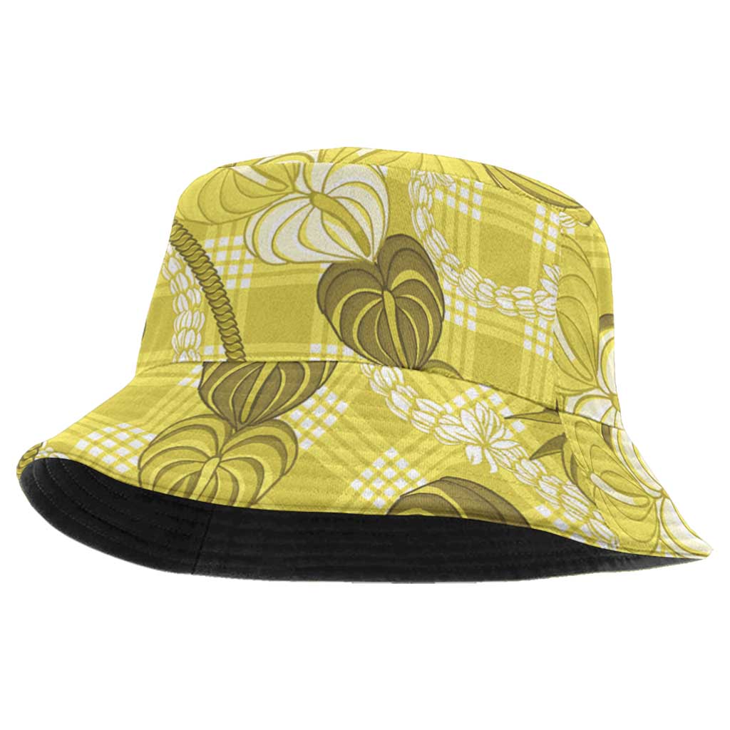 Anthurium Pikake Ti Leaf Palaka Bucket Hat Yellow Version LT01 One Size Yellow - Polynesian Pride