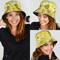 Anthurium Pikake Ti Leaf Palaka Bucket Hat Yellow Version LT01 - Polynesian Pride