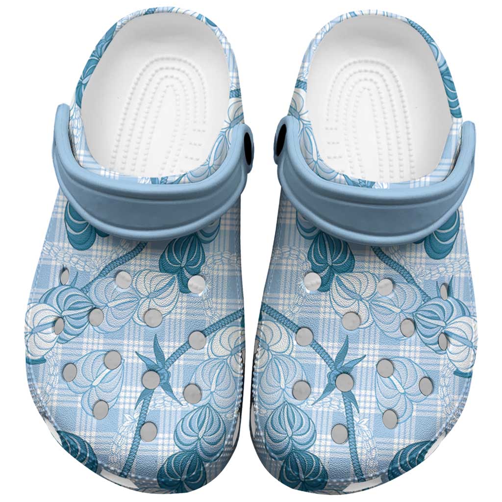 Anthurium Pikake Ti Leaf Palaka Clogs Shoes Blue Version LT01 Blue - Polynesian Pride