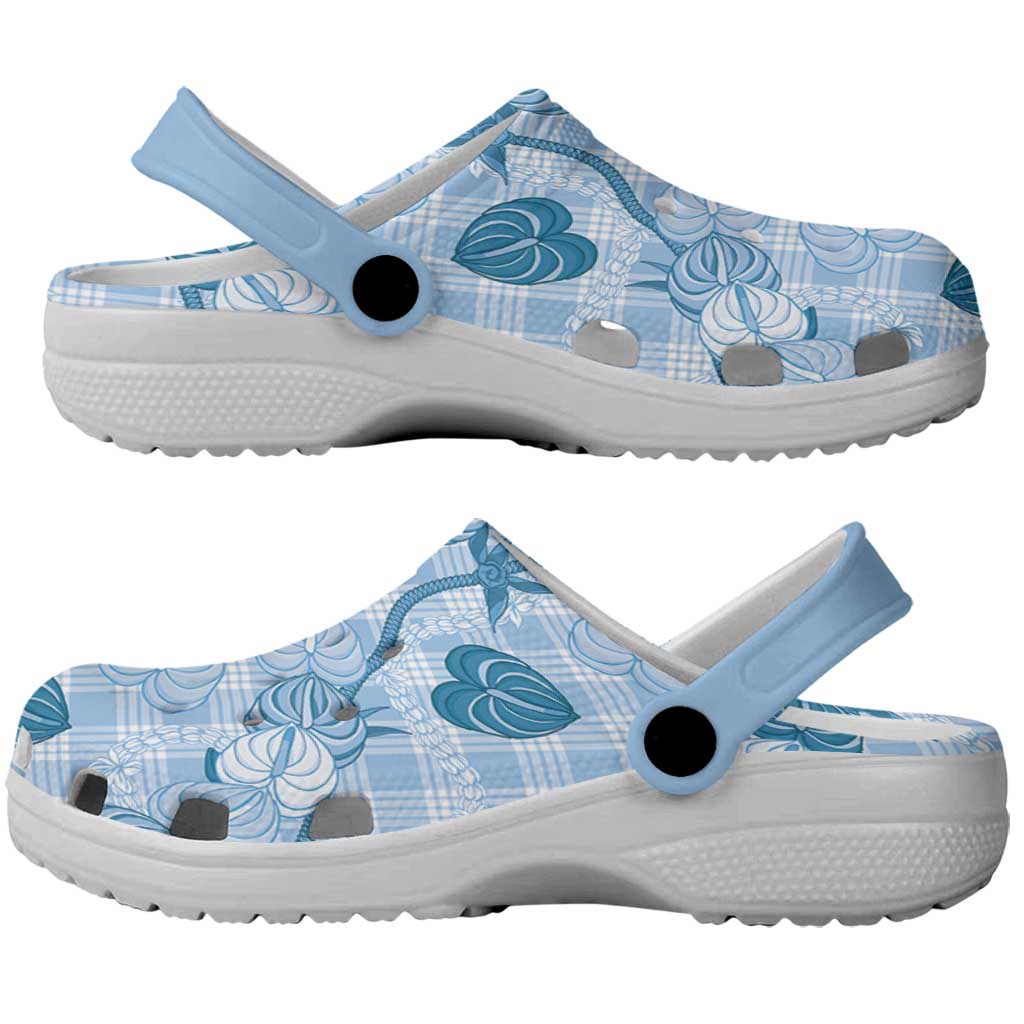 Anthurium Pikake Ti Leaf Palaka Clogs Shoes Blue Version LT01 - Polynesian Pride