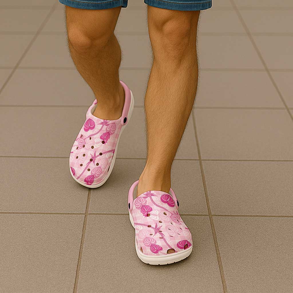 Anthurium Pikake Ti Leaf Palaka Clogs Shoes Pink Version LT01 - Polynesian Pride