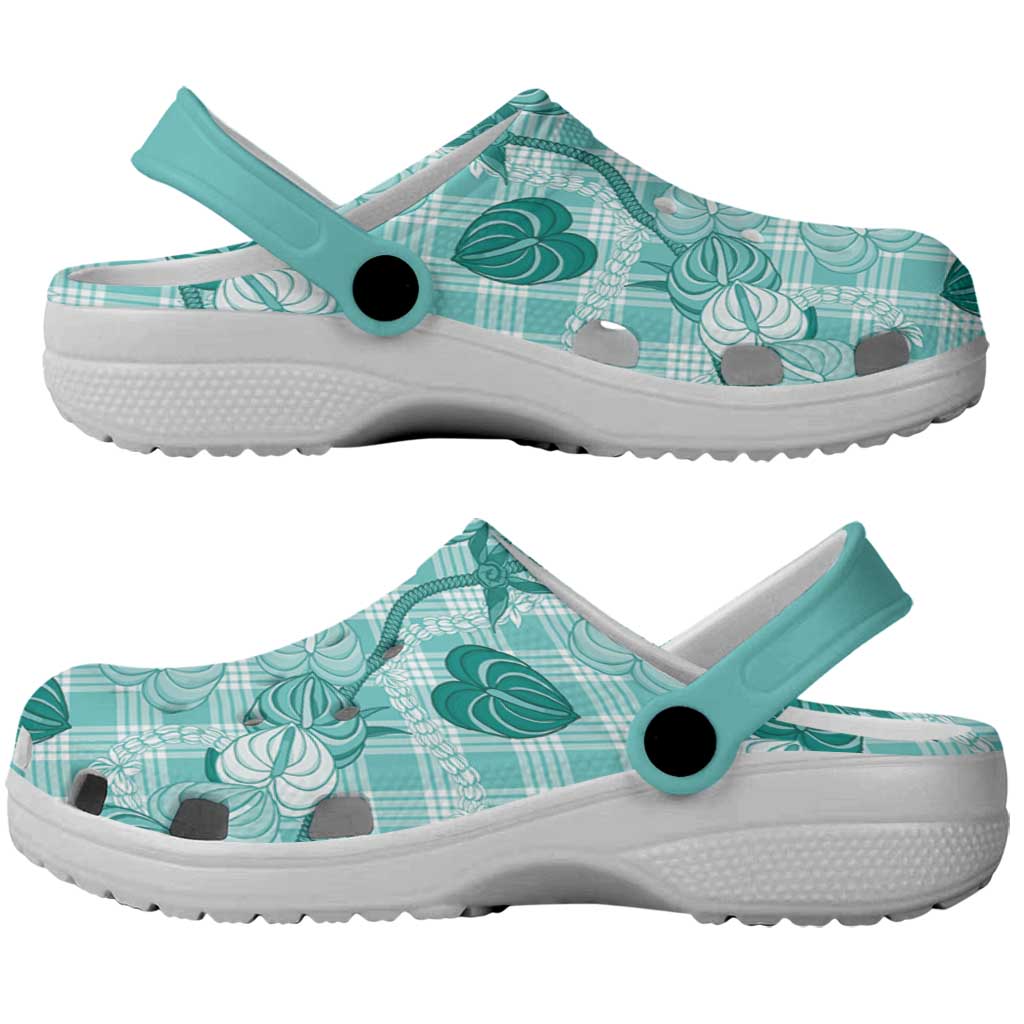 Anthurium Pikake Ti Leaf Palaka Clogs Shoes Turquoise Version LT01 - Polynesian Pride