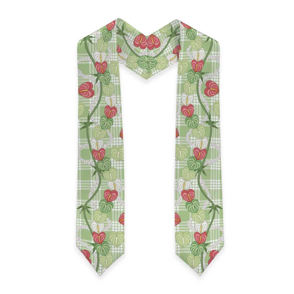 Anthurium Pikake Ti Leaf Palaka Graduation Stole Green Version LT01 - Polynesian Pride