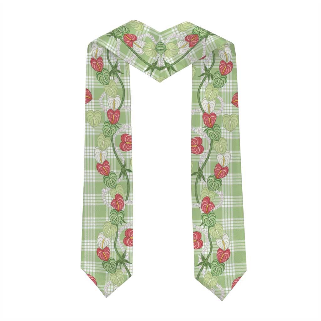 Anthurium Pikake Ti Leaf Palaka Graduation Stole Green Version LT01 - Polynesian Pride