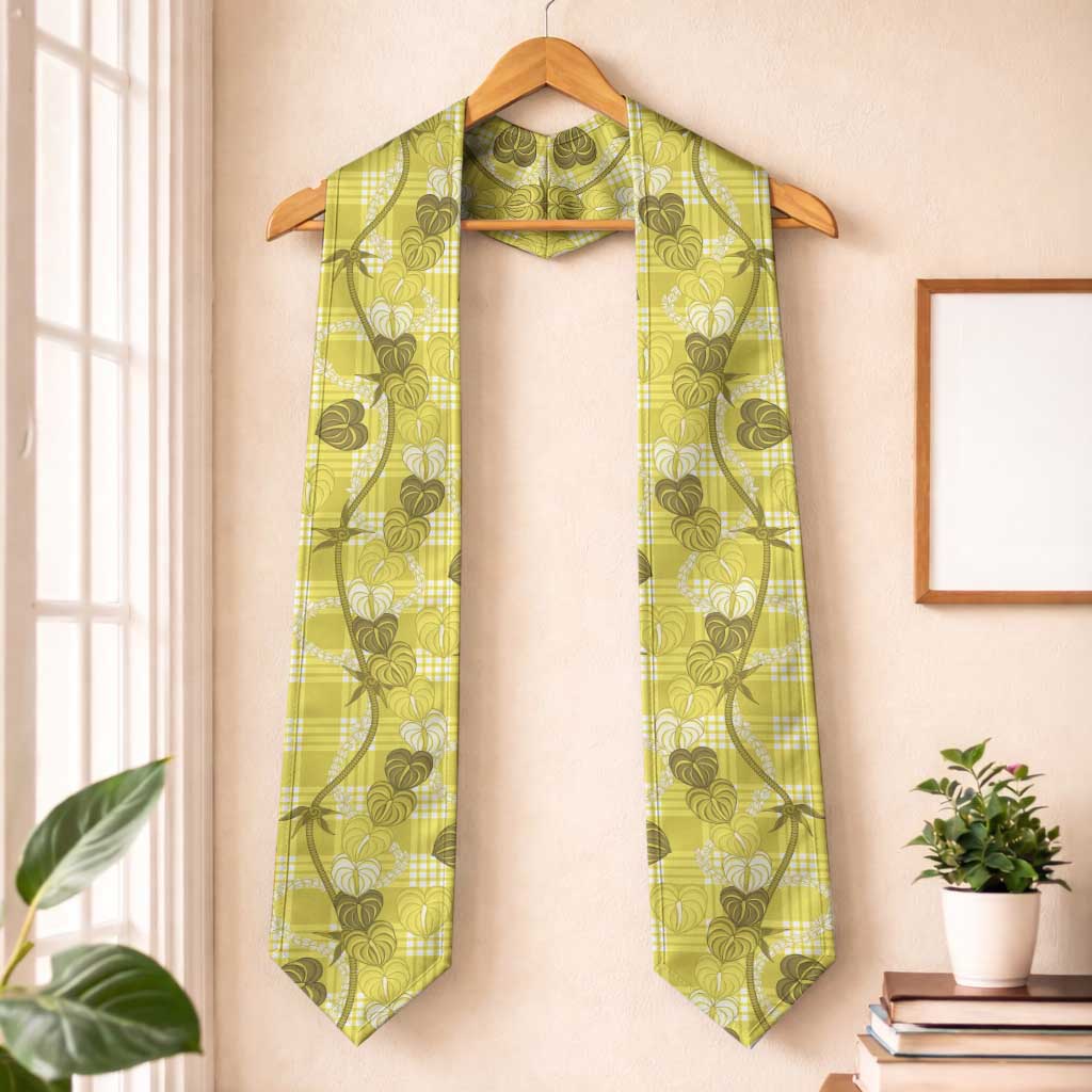 Anthurium Pikake Ti Leaf Palaka Graduation Stole Yellow Version LT01 One Size Yellow - Polynesian Pride