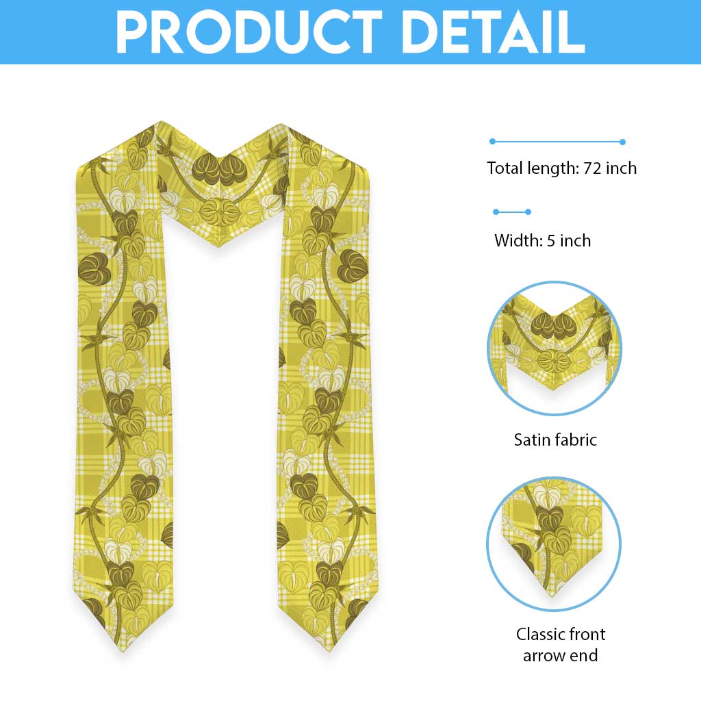 Anthurium Pikake Ti Leaf Palaka Graduation Stole Yellow Version LT01 - Polynesian Pride