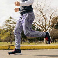 Anthurium Pikake Ti Leaf Palaka Jogger Pants Purple Version LT01 - Polynesian Pride