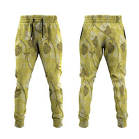 Anthurium Pikake Ti Leaf Palaka Jogger Pants Yellow Version LT01 Yellow - Polynesian Pride