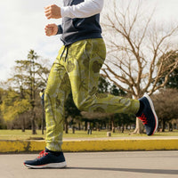 Anthurium Pikake Ti Leaf Palaka Jogger Pants Yellow Version LT01 - Polynesian Pride