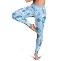 Anthurium Pikake Ti Leaf Palaka Leggings Blue Version LT01 - Polynesian Pride