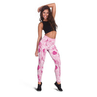 Anthurium Pikake Ti Leaf Palaka Leggings Pink Version