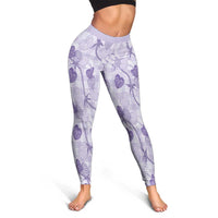 Anthurium Pikake Ti Leaf Palaka Leggings Purple Version LT01 - Polynesian Pride