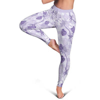 Anthurium Pikake Ti Leaf Palaka Leggings Purple Version LT01 - Polynesian Pride
