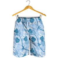 Anthurium Pikake Ti Leaf Palaka Shorts for Men Blue Version LT01 - Polynesian Pride