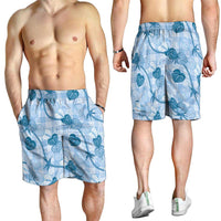 Anthurium Pikake Ti Leaf Palaka Shorts for Men Blue Version LT01 - Polynesian Pride