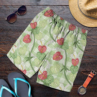 Anthurium Pikake Ti Leaf Palaka Shorts for Men Green Version LT01 Green - Polynesian Pride