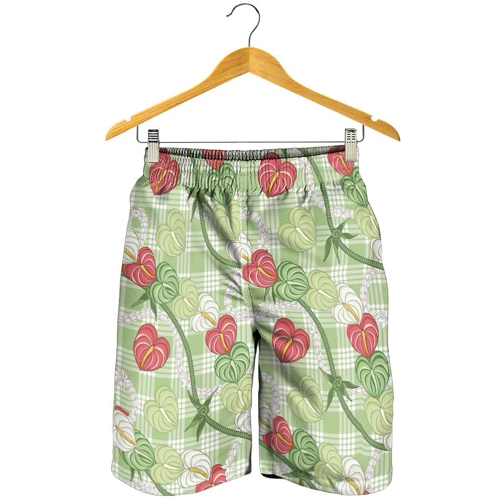 Anthurium Pikake Ti Leaf Palaka Shorts for Men Green Version LT01 - Polynesian Pride