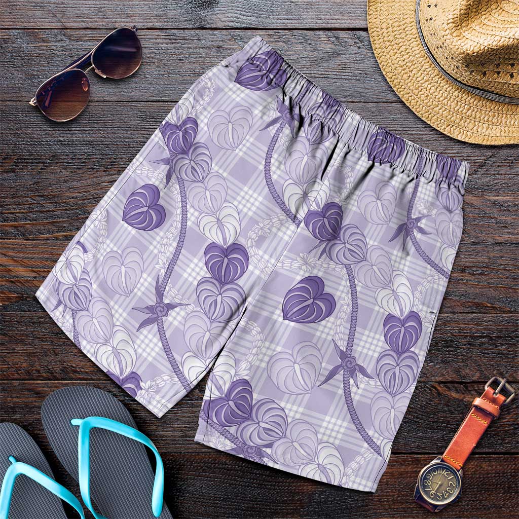 Anthurium Pikake Ti Leaf Palaka Shorts for Men Purple Version LT01 Purple - Polynesian Pride