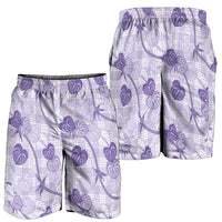 Anthurium Pikake Ti Leaf Palaka Shorts for Men Purple Version LT01 - Polynesian Pride