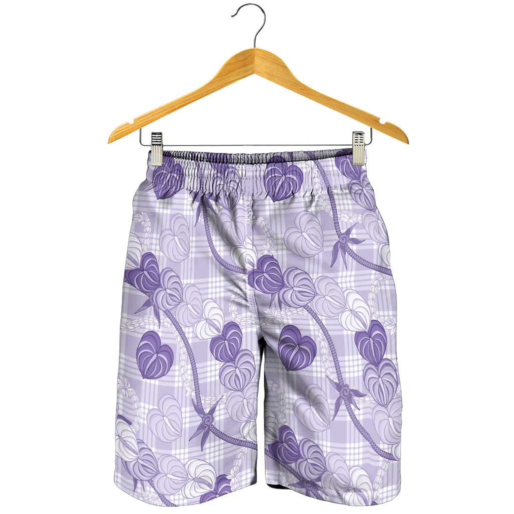 Anthurium Pikake Ti Leaf Palaka Shorts for Men Purple Version LT01 - Polynesian Pride